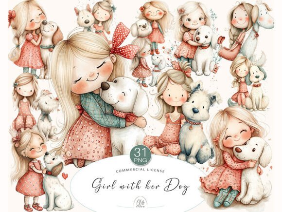 Download Girl and Dog Clipart – Cute PNG Set - Cute png Collection