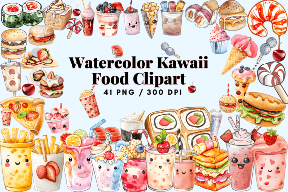 Download Watercolor Kawaii Food Clipart Cute PNG - Cute png Collection