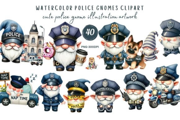 Download Watercolor Police Gnome Clipart Cute PNG - Cute png Collection
