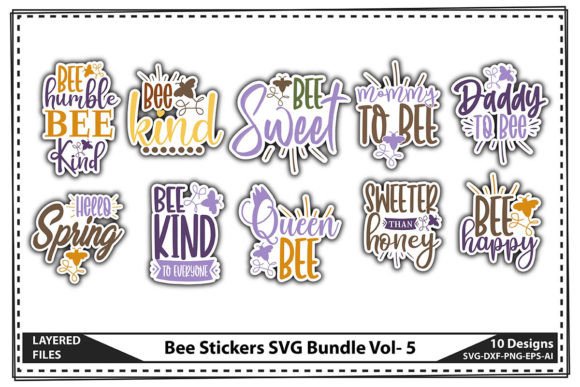 Download Bee Stickers SVG Bundle Vol- 5 - Stickers svg Collection